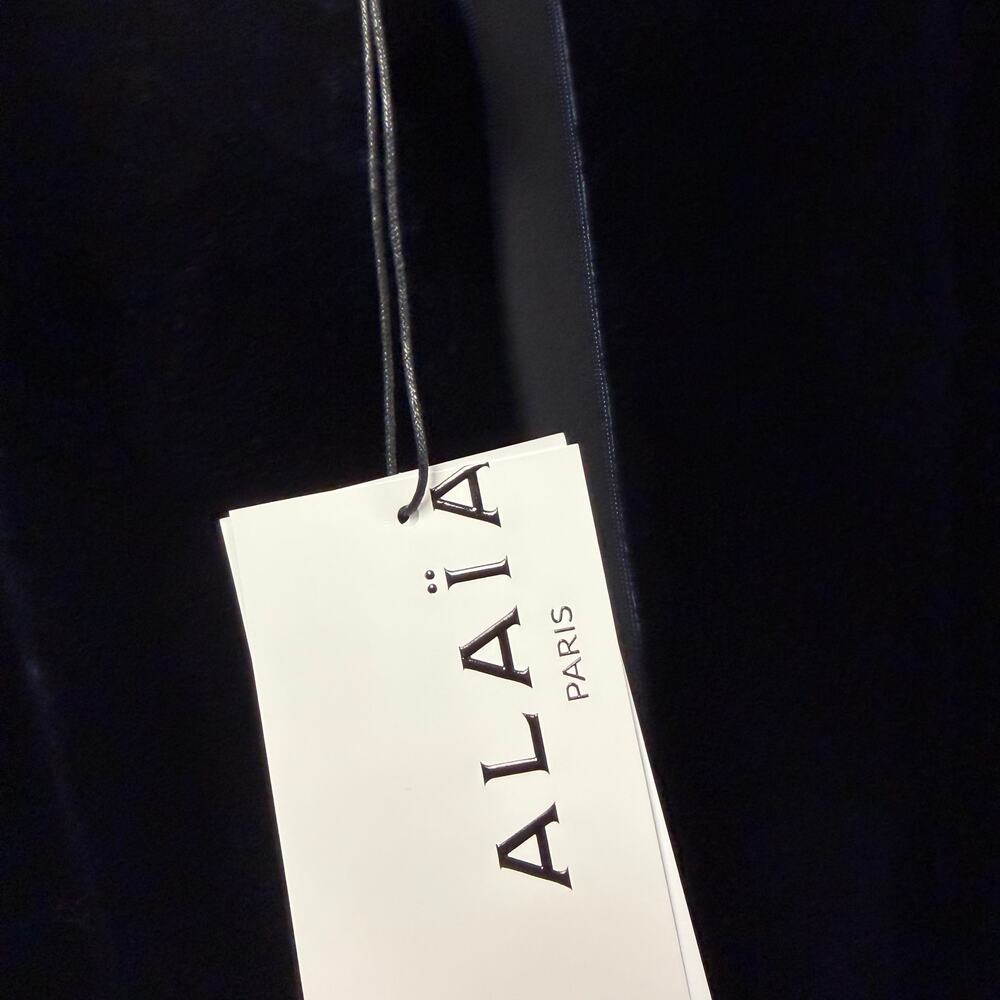 NWT Alaia Turtleneck Velvet Mini Dress Navy Womens FR 36 / US 4 - Picture 10 of 12